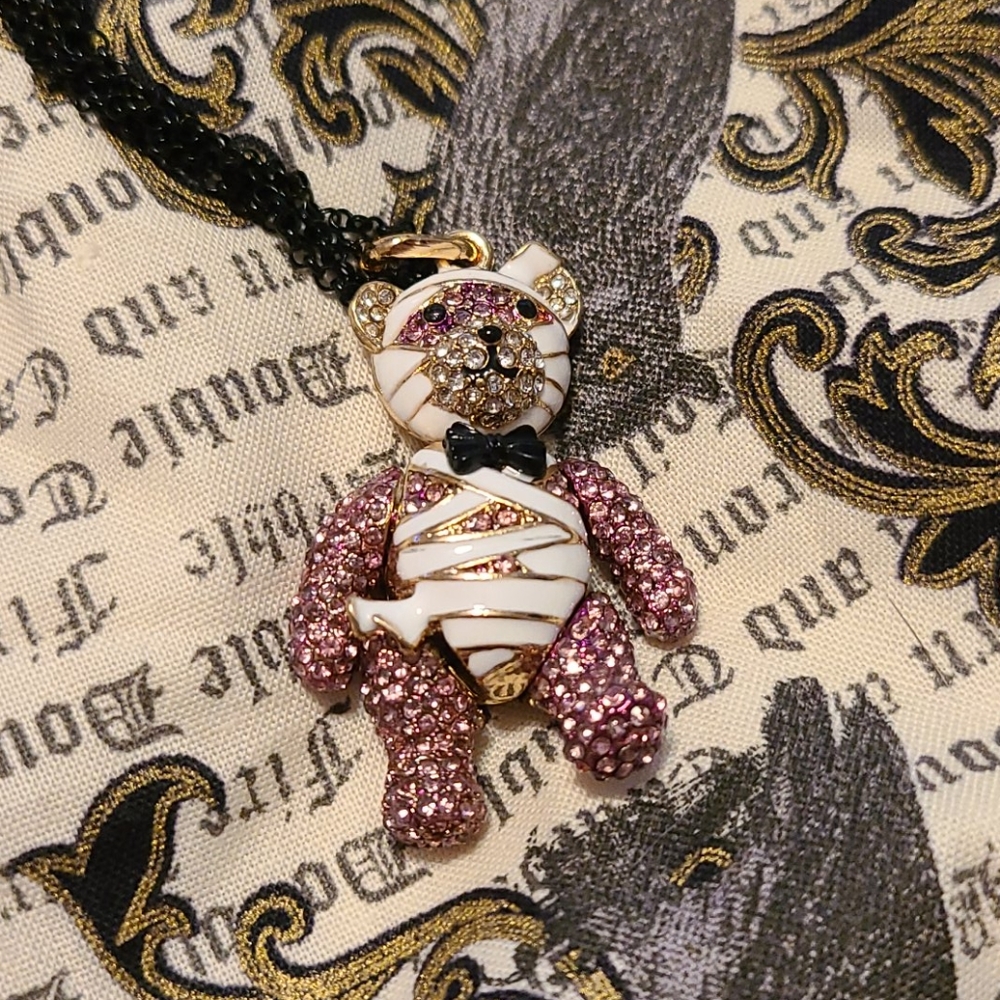 New Betsy Johnson Mummy Bear Necklace